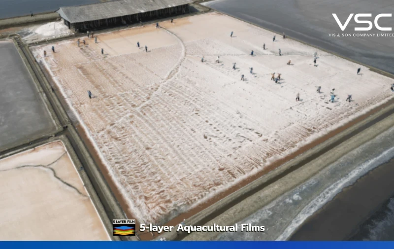 นาเกลือระบบใหม่ ใช้แผ่น HDPE Geomembrane ความหนา 1.00 มิลลิเมตร