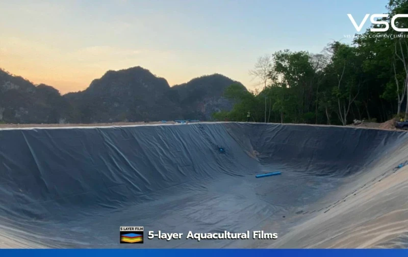 บ่อเก็บน้ำสวนทุเรียน จ.ระนอง โดยใช้แผ่น HDPE Geomembrane ความหนา 1.00 มิลลิเมตร